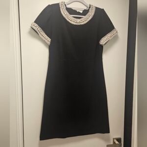 Betsey Johnson Black Dress with Cream and Gold Accents